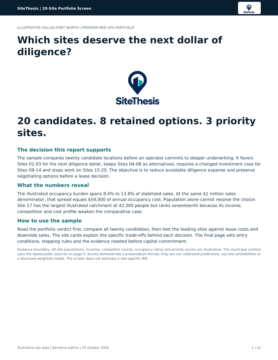 Original 20-site portfolio sample, page 1